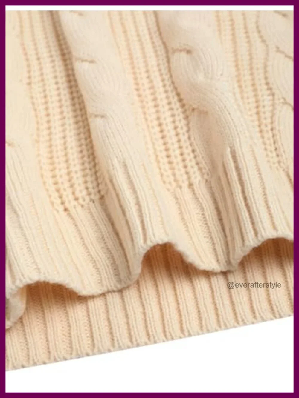 Oversized Cable Knit Sweater Lantern Sleeve Pullover